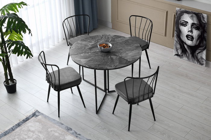 Hanah Home Yıldız - 942 V4 Juego de 4 sillas de terciopelo negro Hanah Home Yıldız - 942 V4 Juego de 4 sillas de terciopelo negro